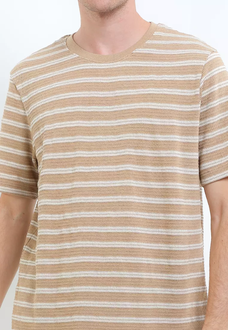Cotton Rich Striped Textured T-Shirt