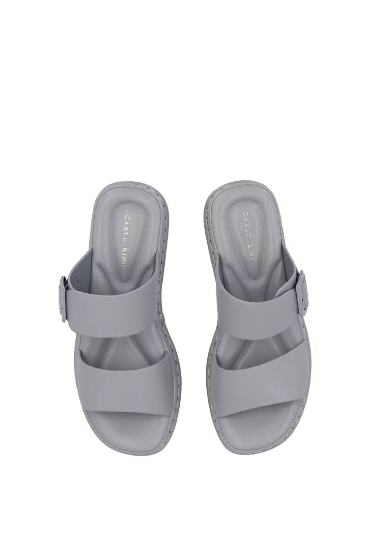 Dark Grey CR Lea Double Strap Sandals