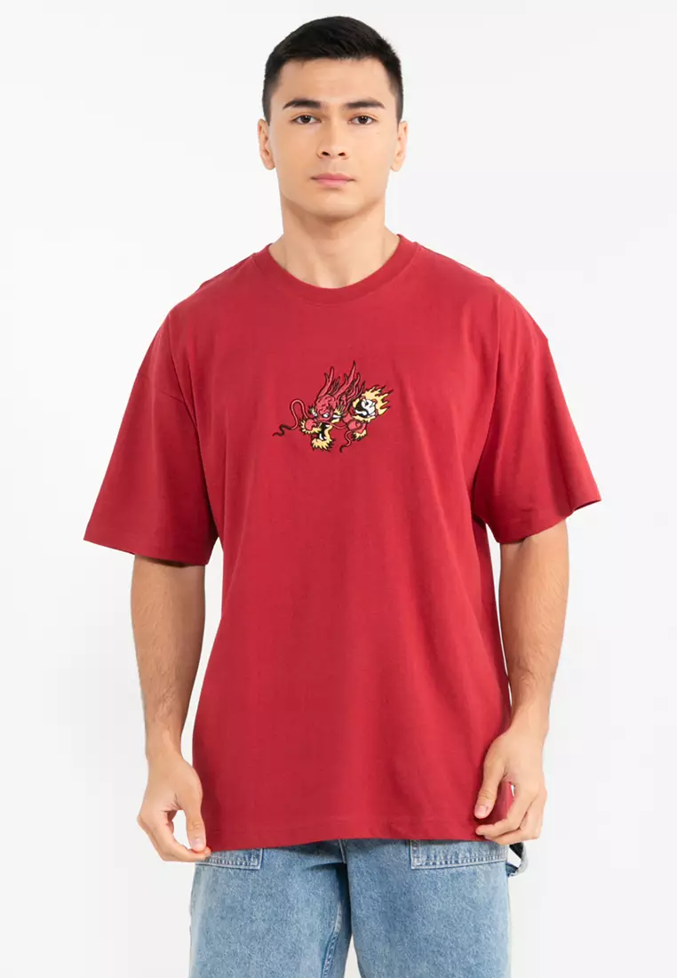 Oversized Overdyed Dragon Graphic T-shirt