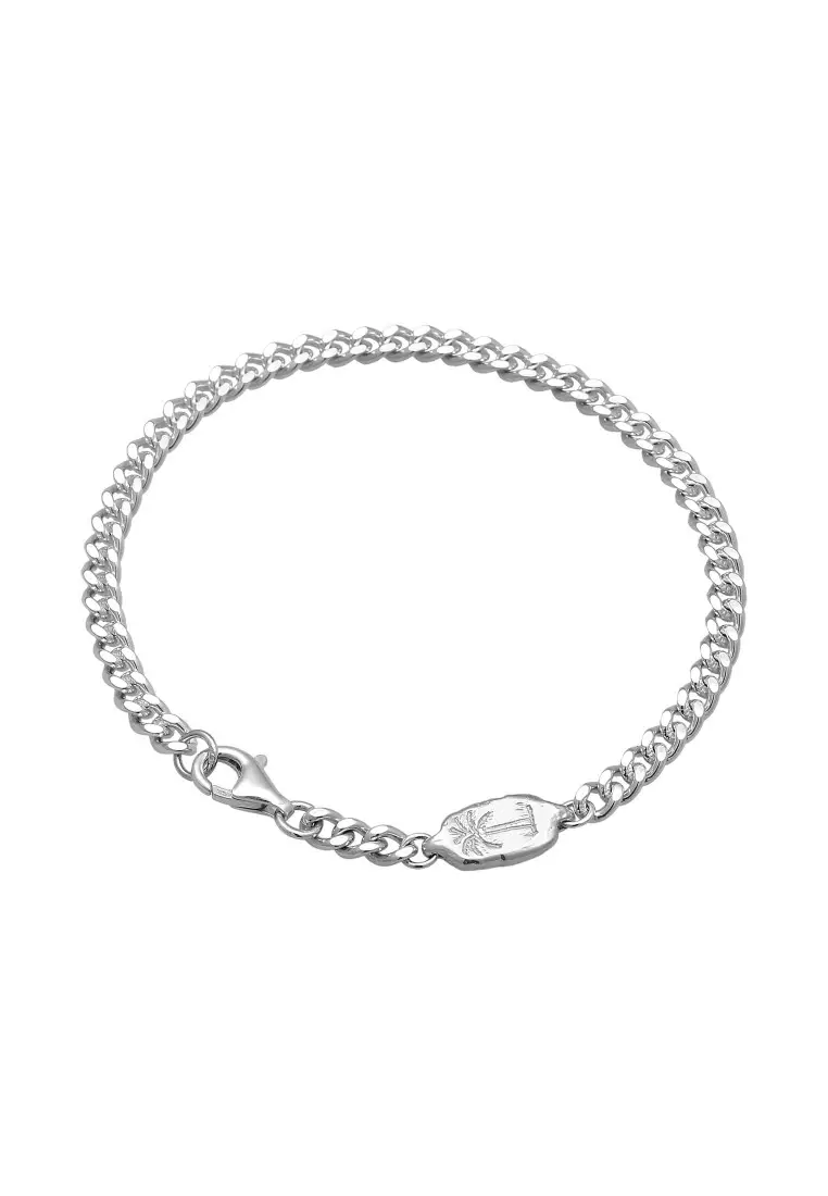 EXCLUSIVE Gelang Perhiasan Perak 925 Pria Curb Chain Palm Basic