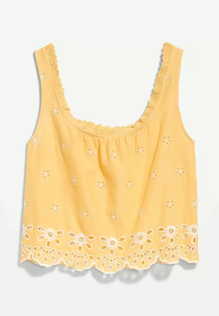 Sleeveless Eyelet Top