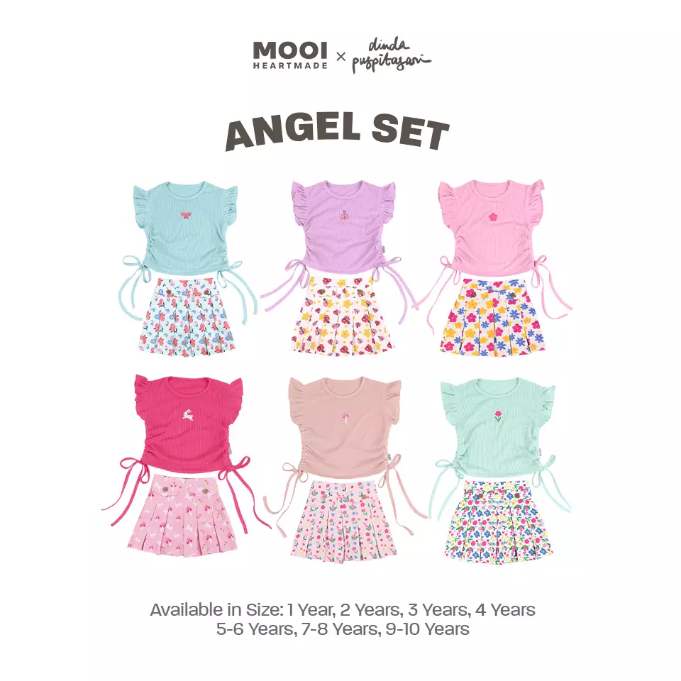 Mooi X Dinda Puspitasari Setelan Anak Perempuan Angel Set - Aqua Glass