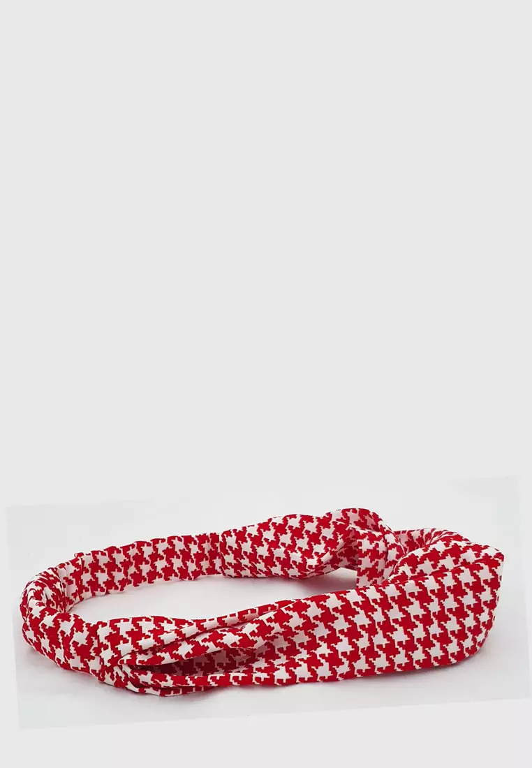 Checkered Arafa Style Twisted Style Headband Red