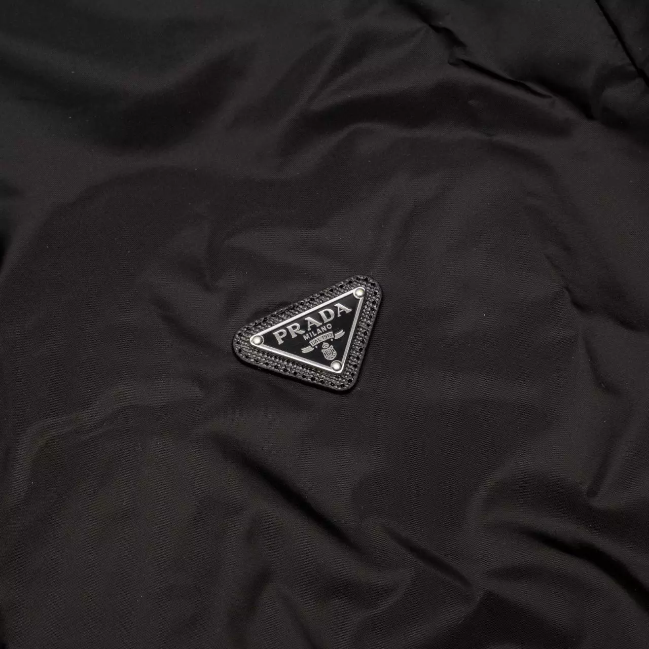 Re-Nylon Hooded Collar Zipper Jacket Black