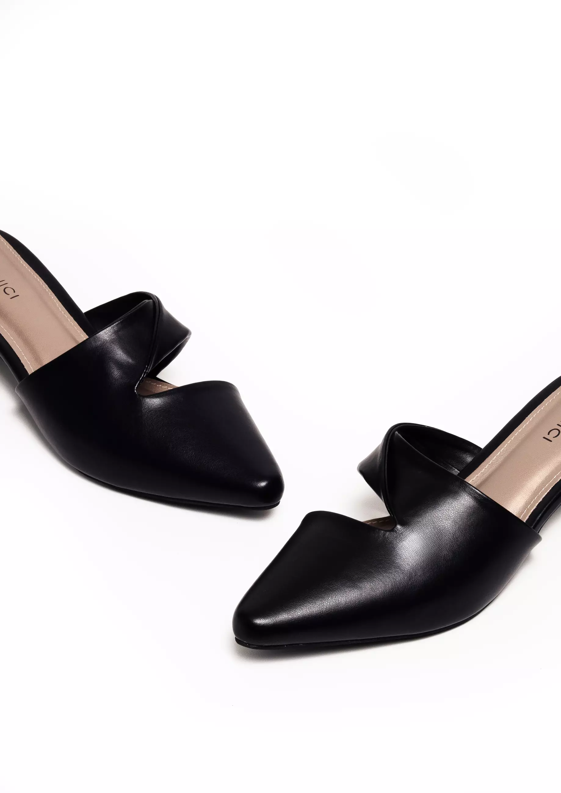 VIVI NICI - Carmen Sepatu Sandal Mules Wanita Hak 3 Cm Black Solid