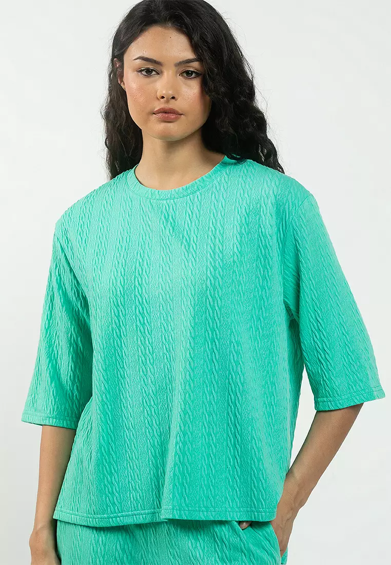 Two-Piece Casual Knit Set With Relaxed Top And Wide-Leg Pants