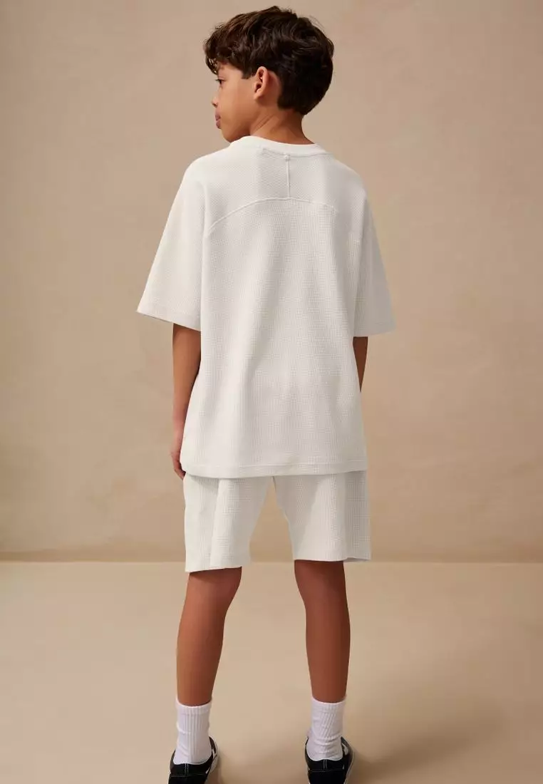 Textured Short Sleeve T-Shirt and Shorts Set