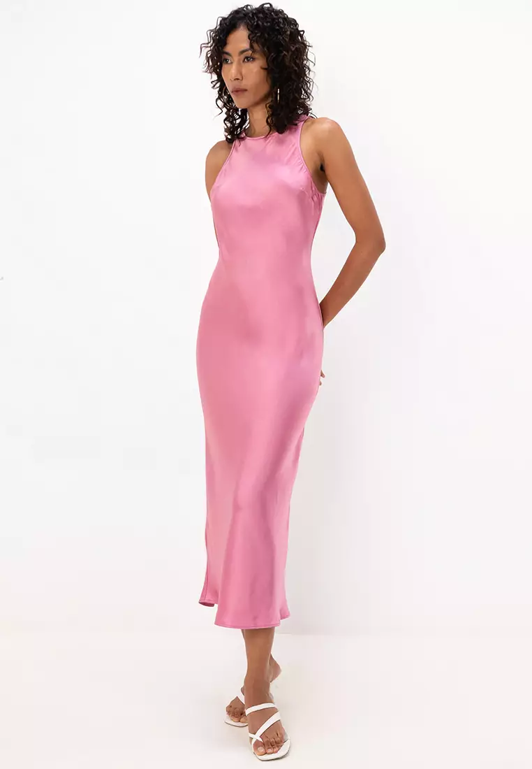 Sleeveless Satin Midi Dress