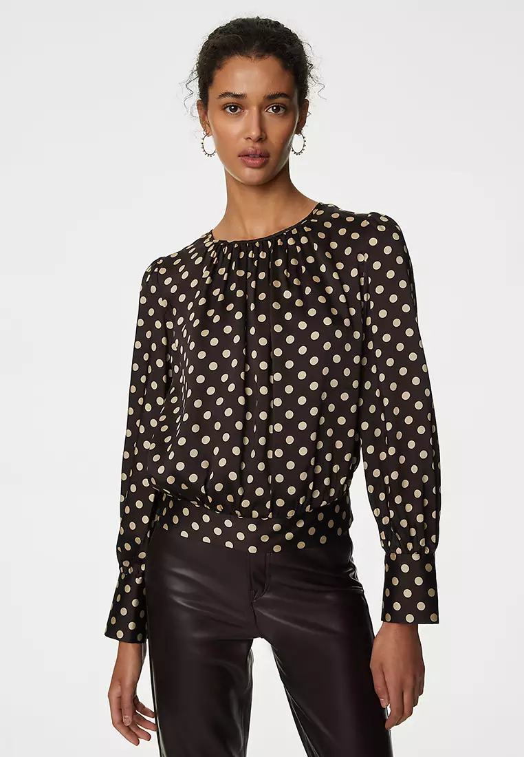 Jual Marks & Spencer Satin Polka Dot Blouse Original 2025 ZALORA