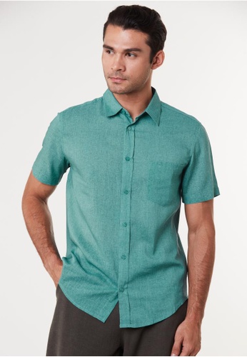 East India Company green Karan Casual Shirt In Linen Cotton 0ED11AA694620DGS_1