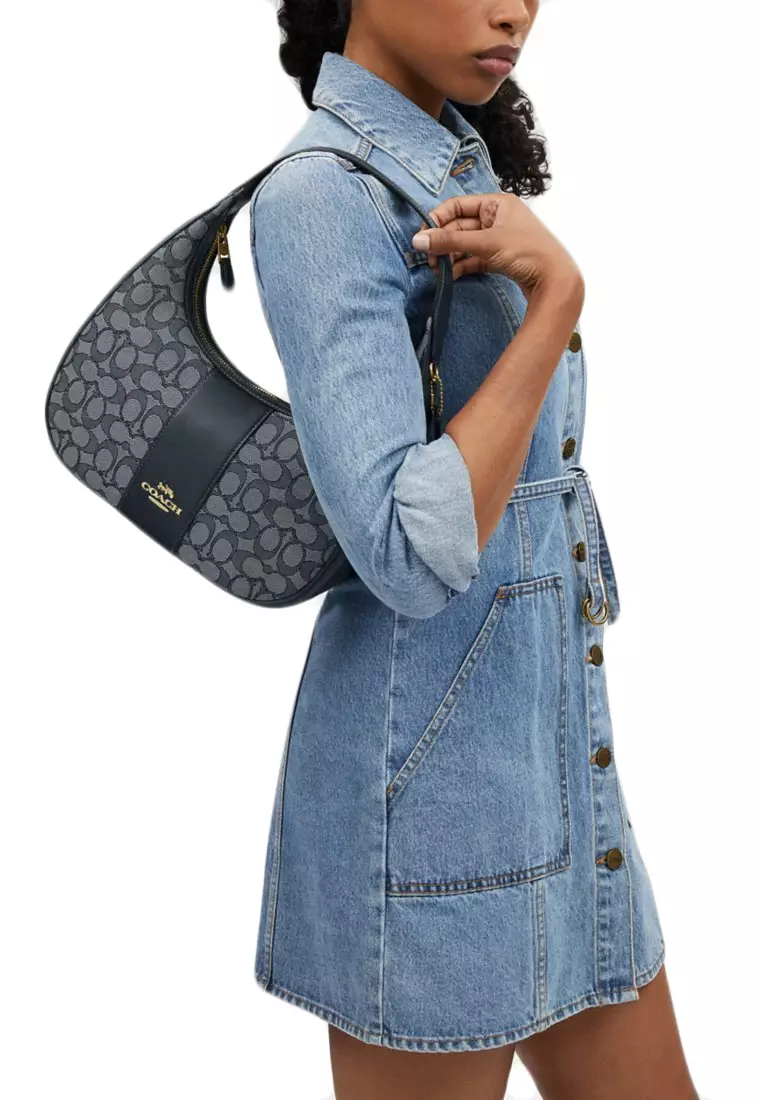 Buy Coach Coach Carmen Shoulder Bag In Signature Jacquard Midnight