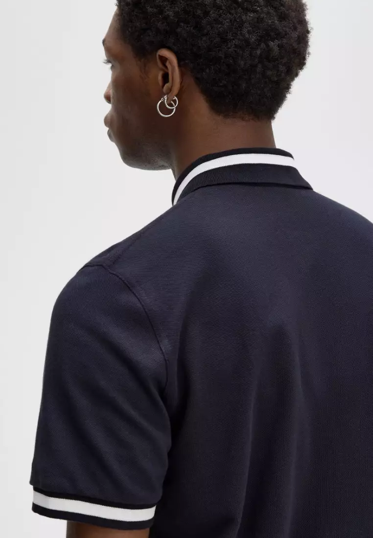 Fred Perry M2 Single Tipped Fred Perry Shirt (Navy / Snow White)