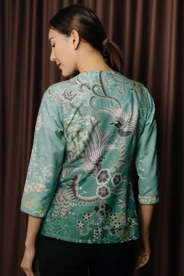 Namora Sage Green Blouse Batik Wanita Digital Print