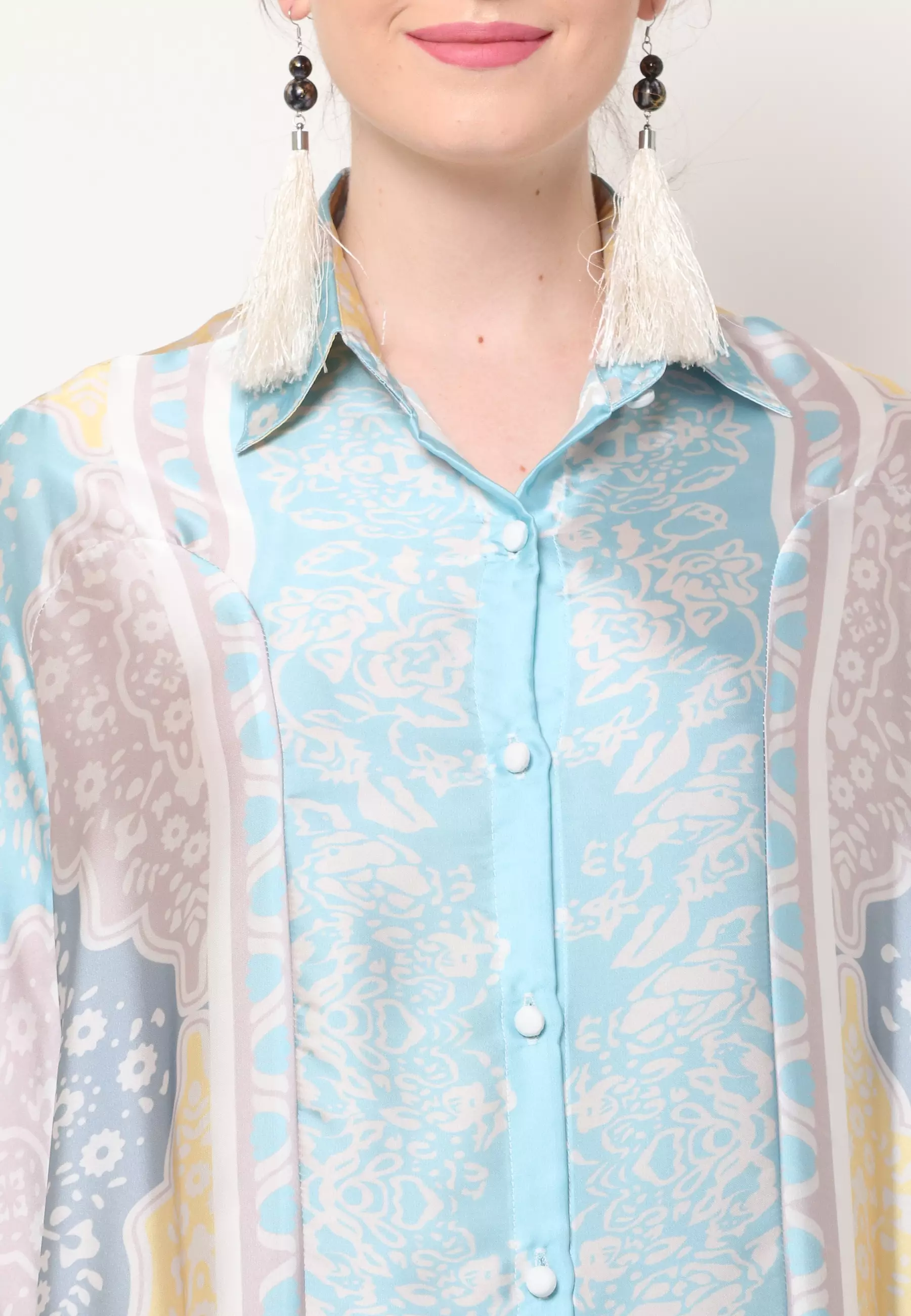 Kanzi Classic Collared Kaftan Modern Blue