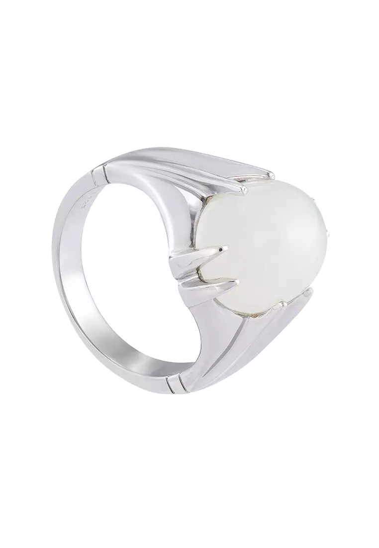 HABIB White Moonstone Men's Ring in 925 Silver Palladium A0529(PLD)-MN
