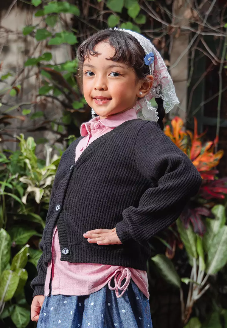 Little X eight Girl Ossi Cardigan - Cardigan Hitam Anak Perempuan Junior