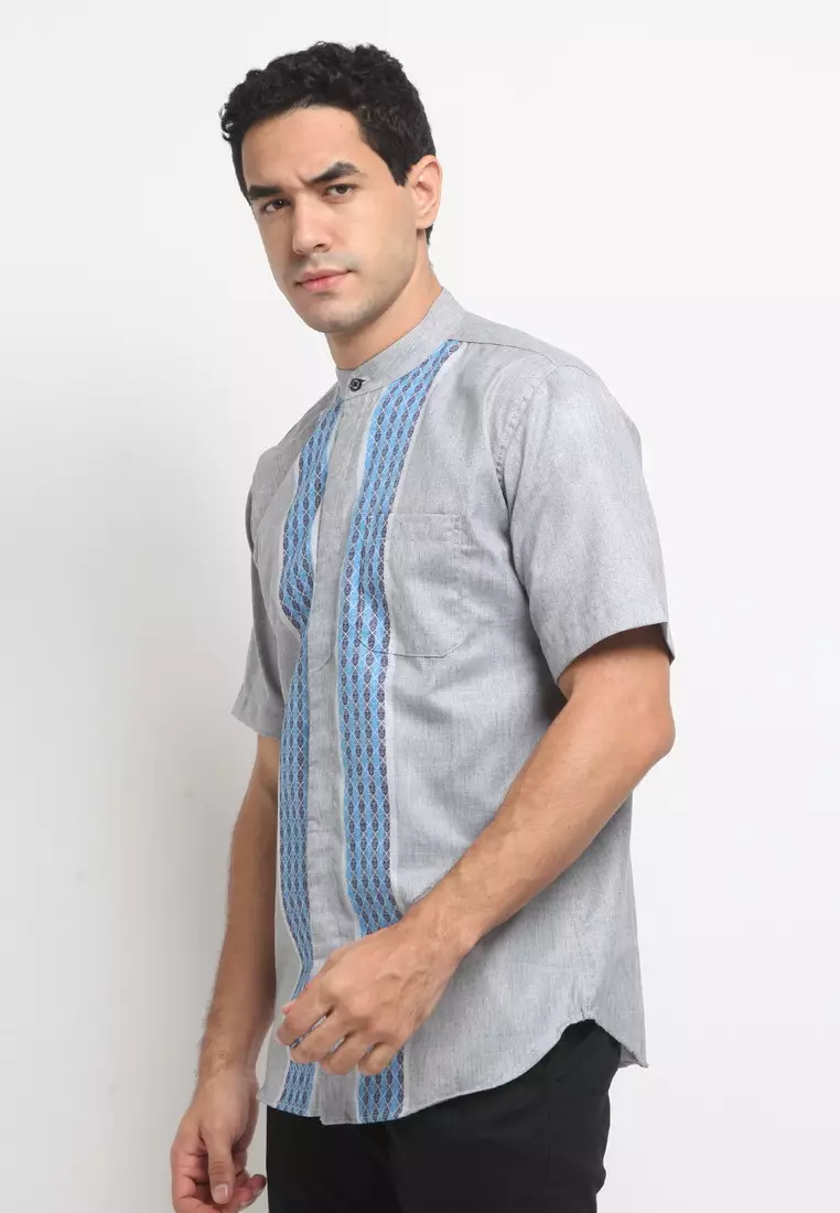 POLICE Kemeja Koko Border Pria 207260204 Abu