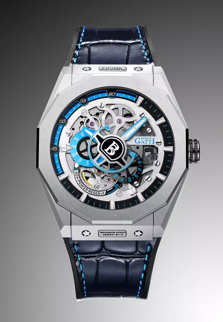 Automatic Unisex Stainless Steel Watch, Leather Strap