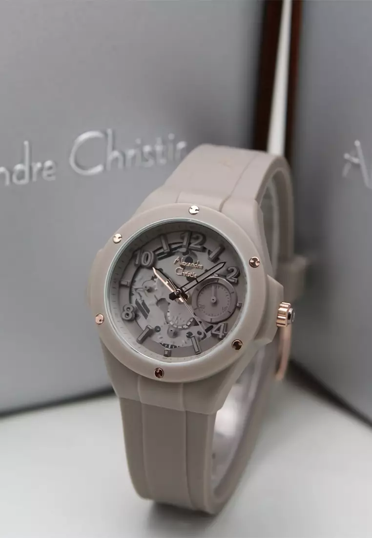 Alexandre Christie - Female Analog Watches - Jam Tangan Chronograph Wanita - Grey - Rubber Strap - 2A02 BFRRGGR