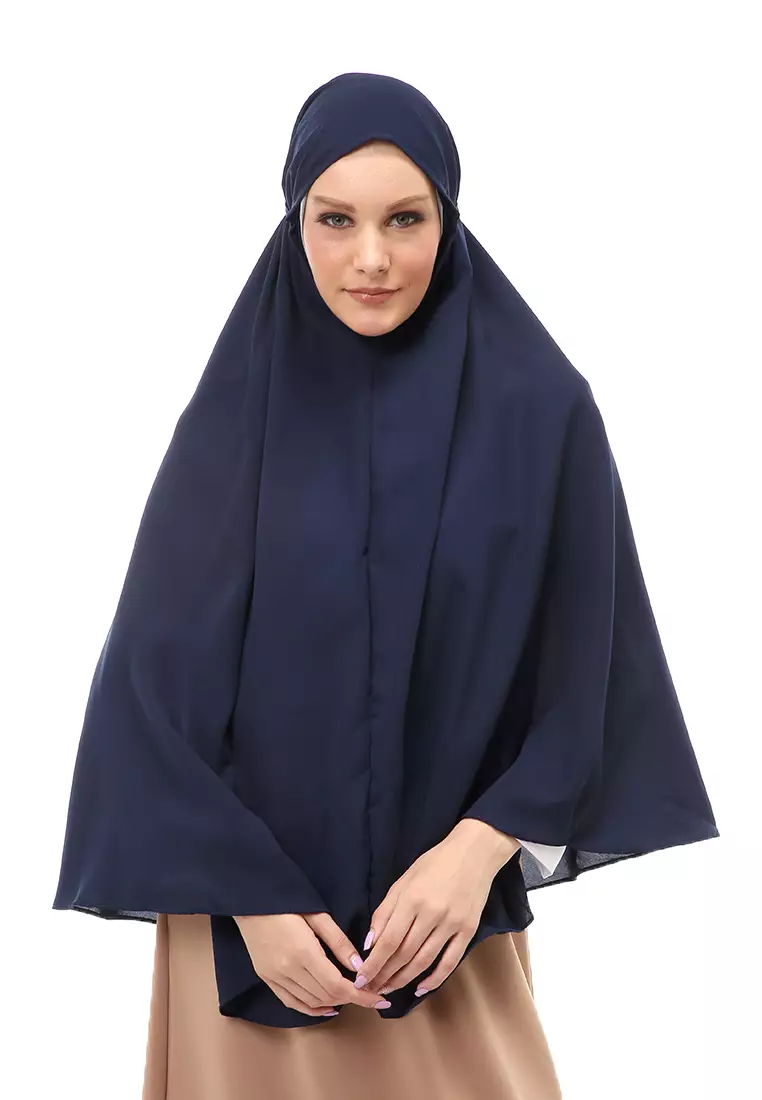 Nindy Jilbab Khimar Bergo Jumbo Motif Polos Relaxed Fit - Navy