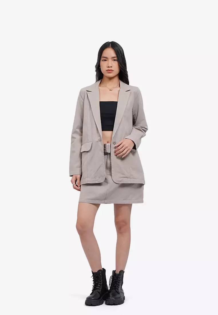 Oversized Twill Blazer