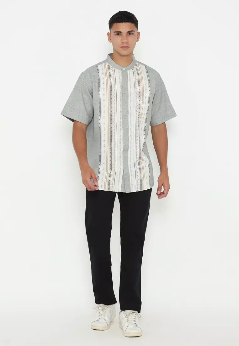 POLICE Kemeja Koko Printing Cotton Soft Regular Fit Pria