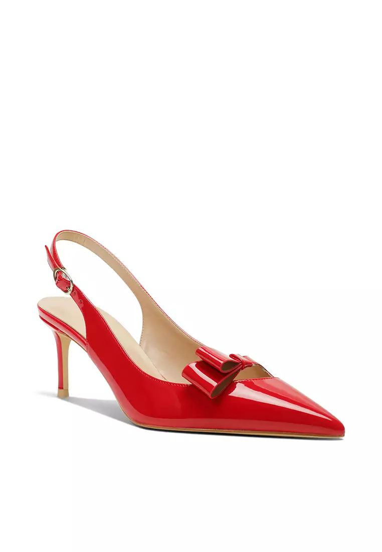 6CM Bow Knot Pointed Slingback Mid Heels HZL287