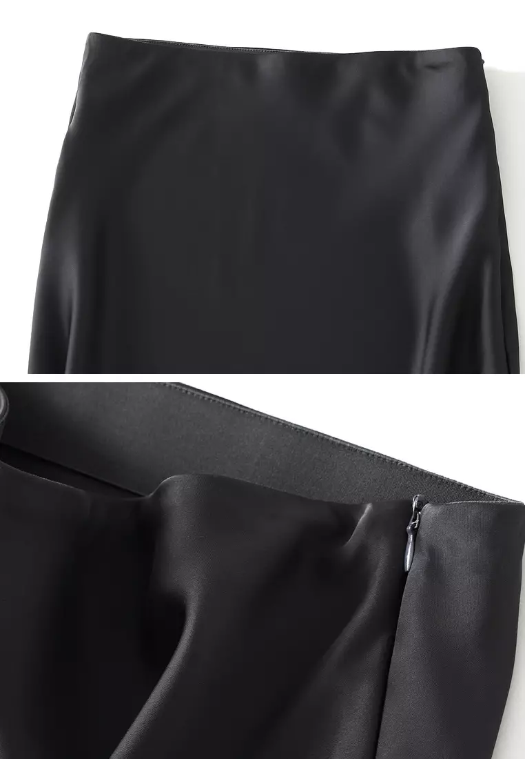 Draped Satin Fishtail Skirt‌ AF9902