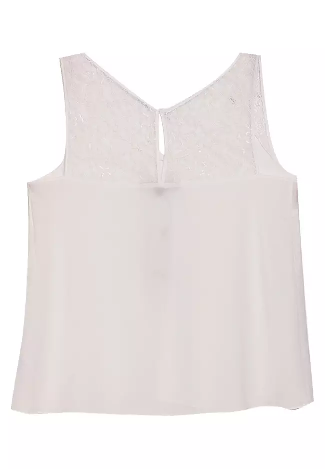 Belle Cinched White Lace Tank Top