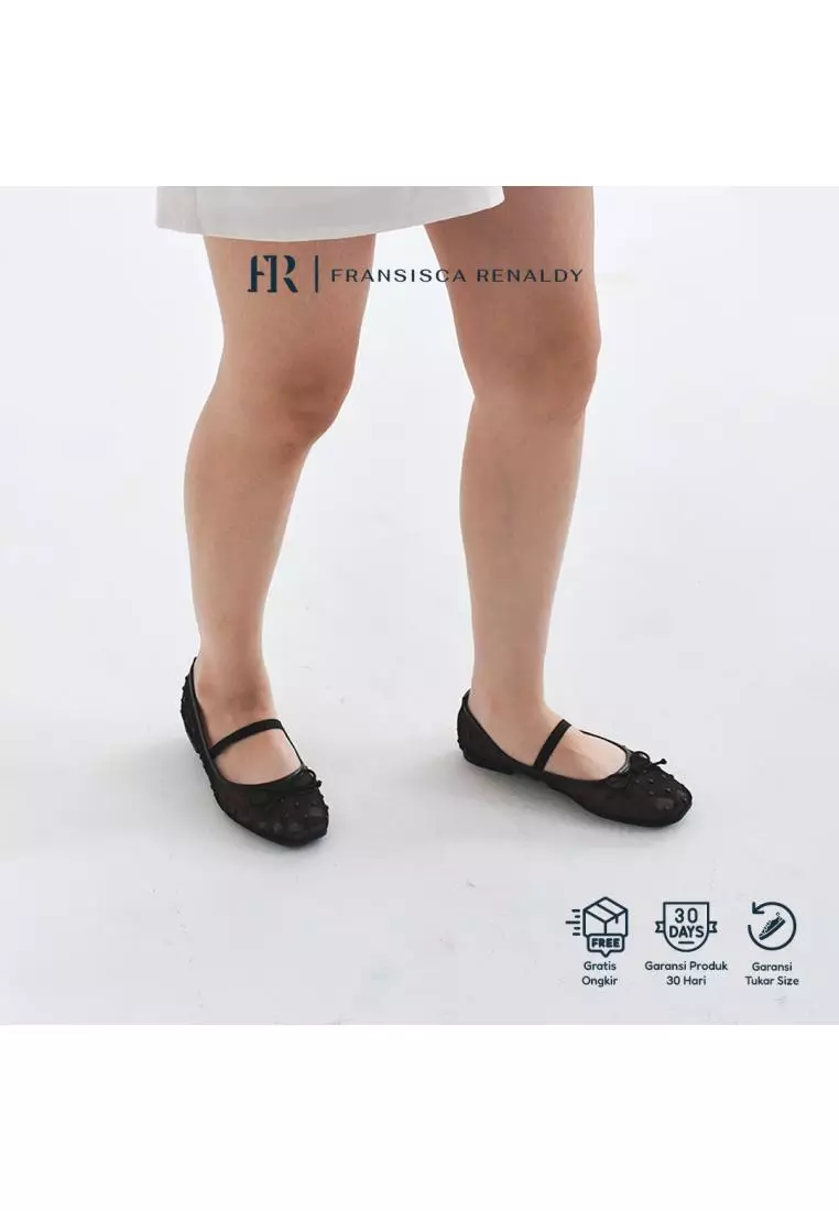 Flat Shoes Ballet Wanita Transparan L.Mayden Black