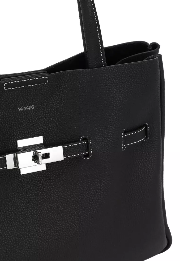 SAOIRSE Soft Structural Belt Tote Bag - Black / Silver