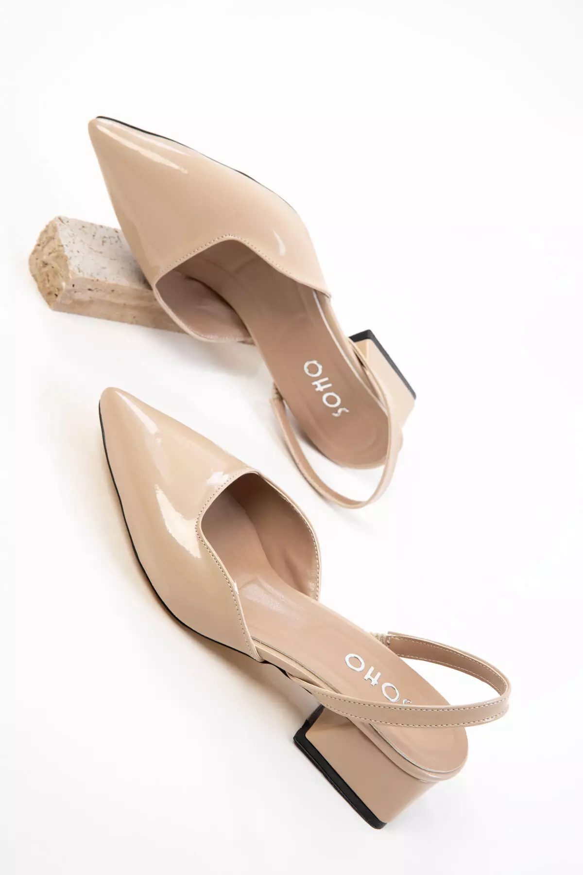 Nude Patent Leather Women's Classic Heeled Shoes 20318