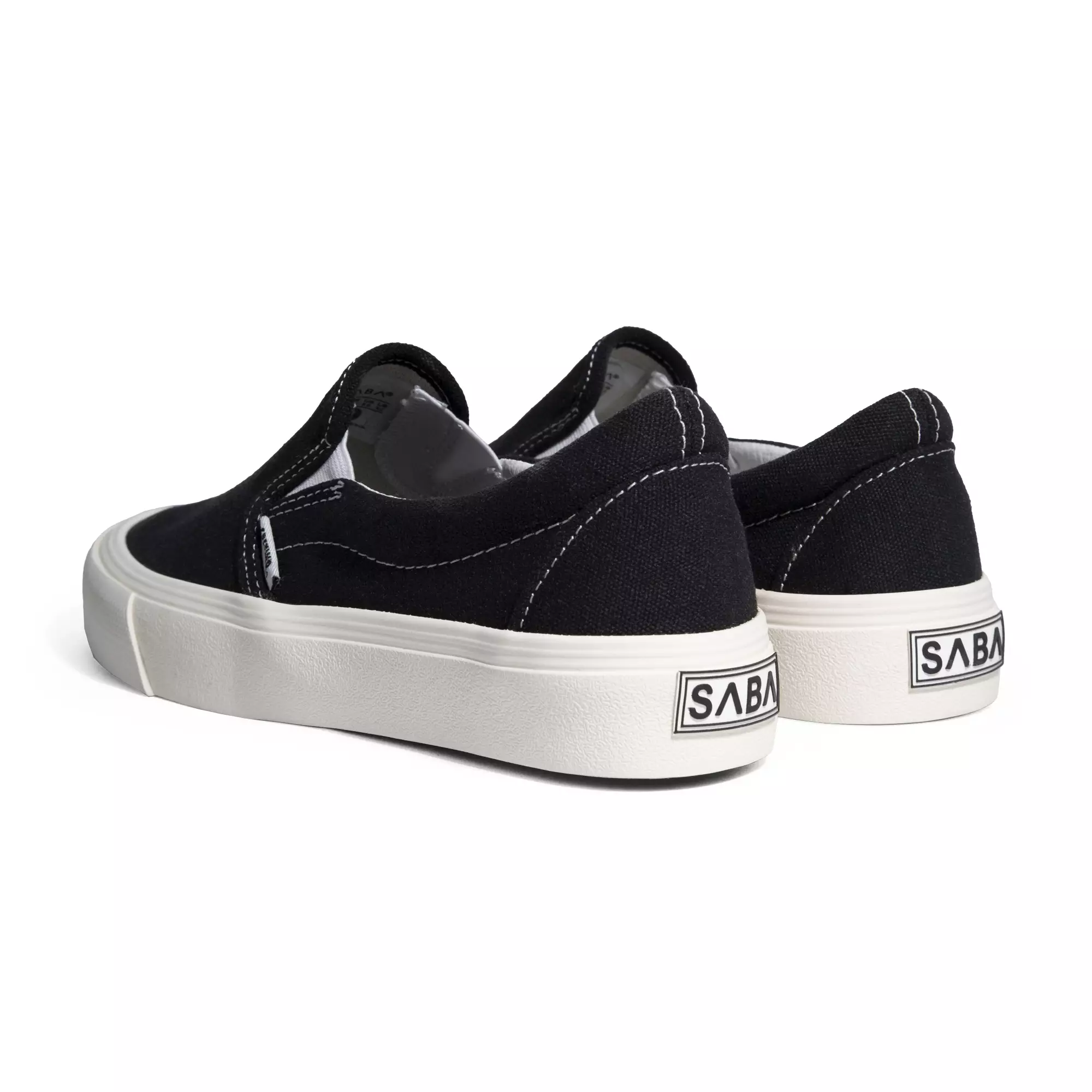 SABA Vintage Slip On Black White Retro - Sepatu Sneakers Casual Pria Wanita