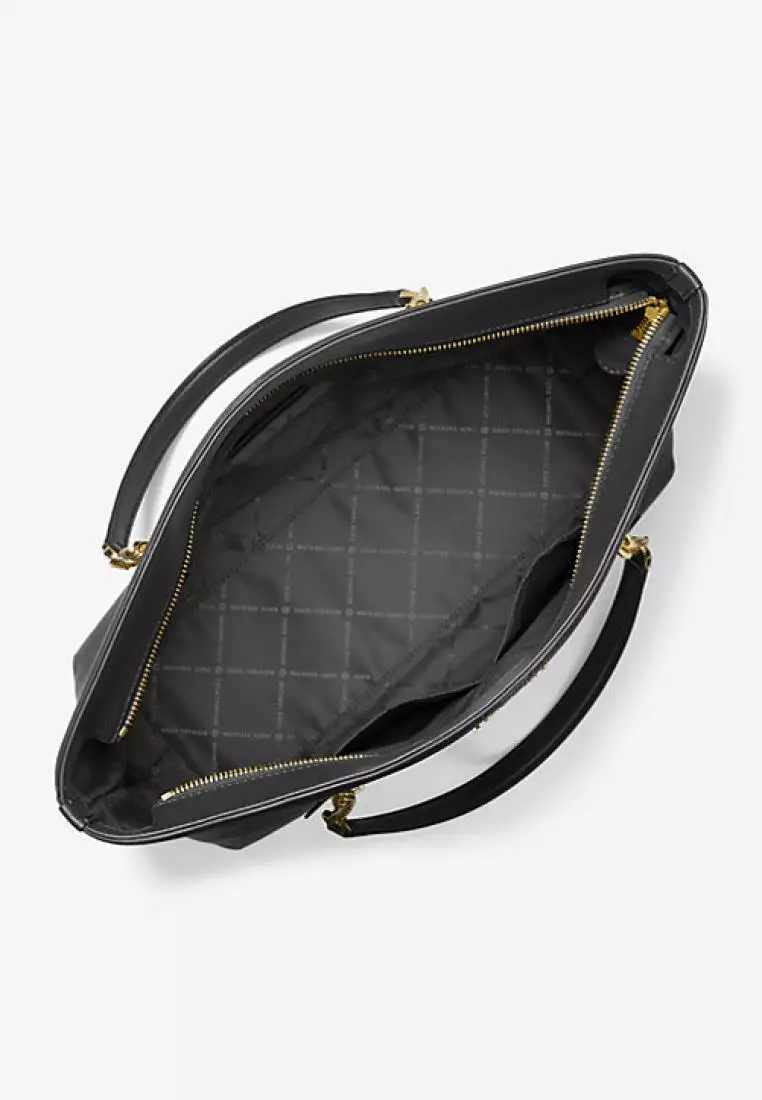 Michael Kors Jet Set Large Pebbled Leather Tote Bag Black