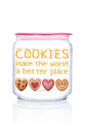 Luminarc 4 Pcs 750ML Rondo Jar Set / Airtight Glass Canister Set - Cookies  Pink