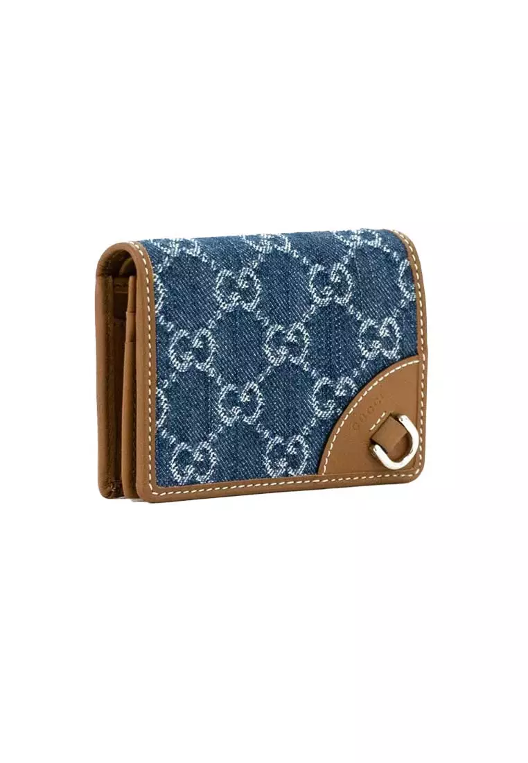 GG Emblem Small Wallet Denim/Sundial 820692