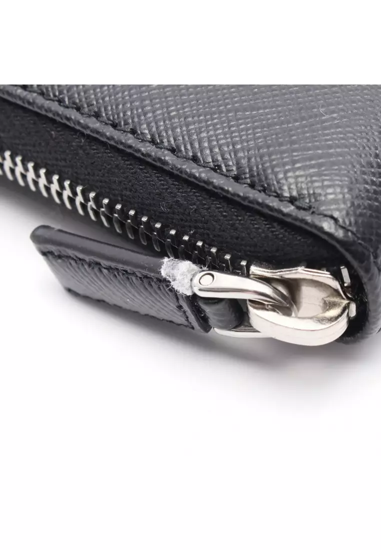 Pre-Loved Prada SAFFIANO 1 round zipper long wallet Saffiano leather black