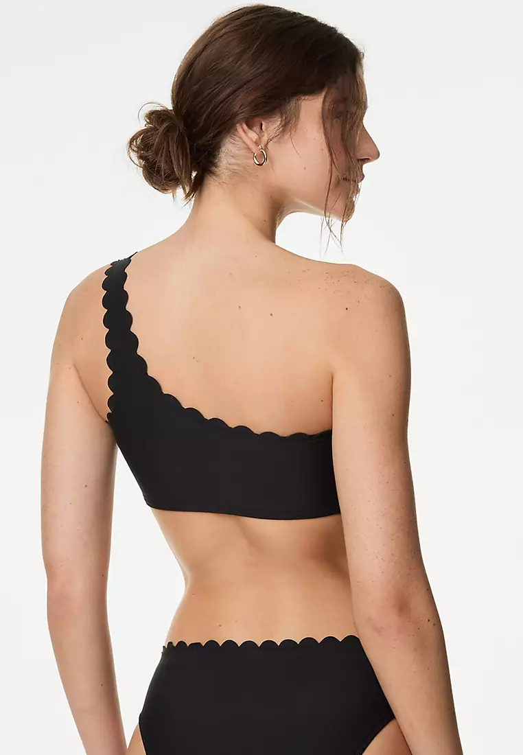 Neoprene Scallop One Shoulder Bikini Top