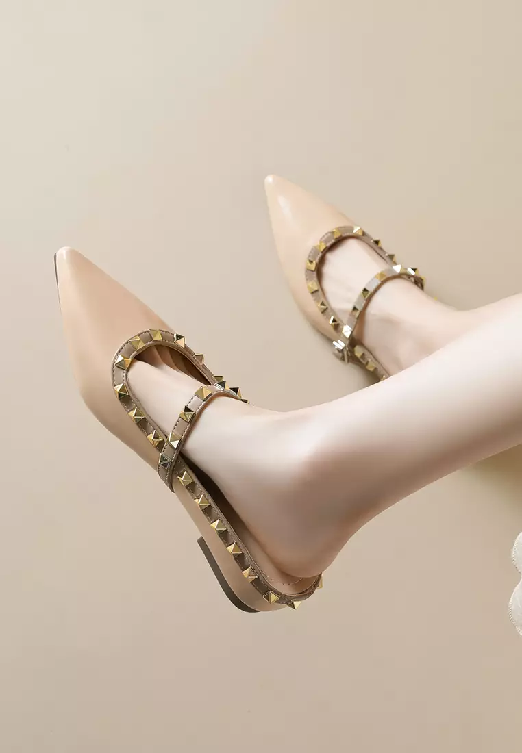 3CM 內增高鉚釘搭帶穆勒鞋 WW8916-6