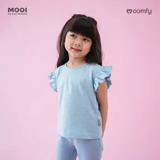 Mooi Atasan Anak Perempuan Comfy Girls Ruffle T-shirt - Sky Blue