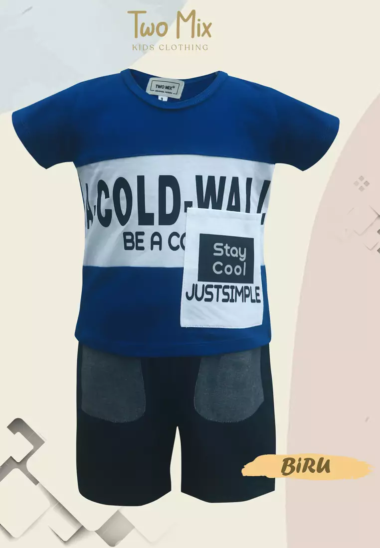 Two Mix Setelan Anak Laki Laki - Baju Anak Cowok Katun 1-8 Tahun 4330B - Warna Benhur