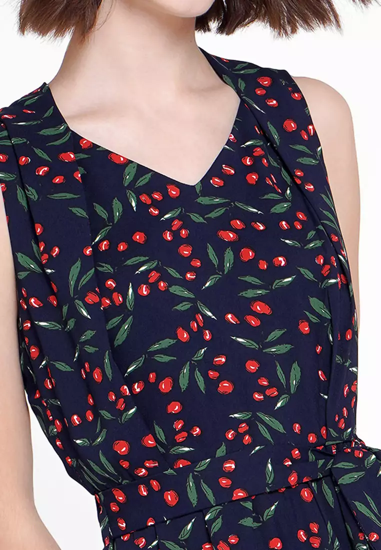 Sleeveless Printed A-Line Dress