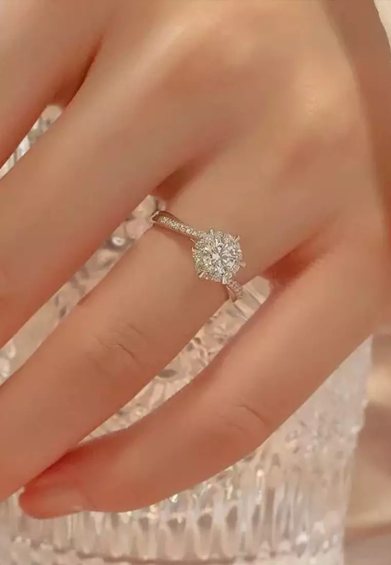Cincin Wanita Original Aksesoris Adjustable Elegan 2 Karat Mewah Perhiasan Fashion