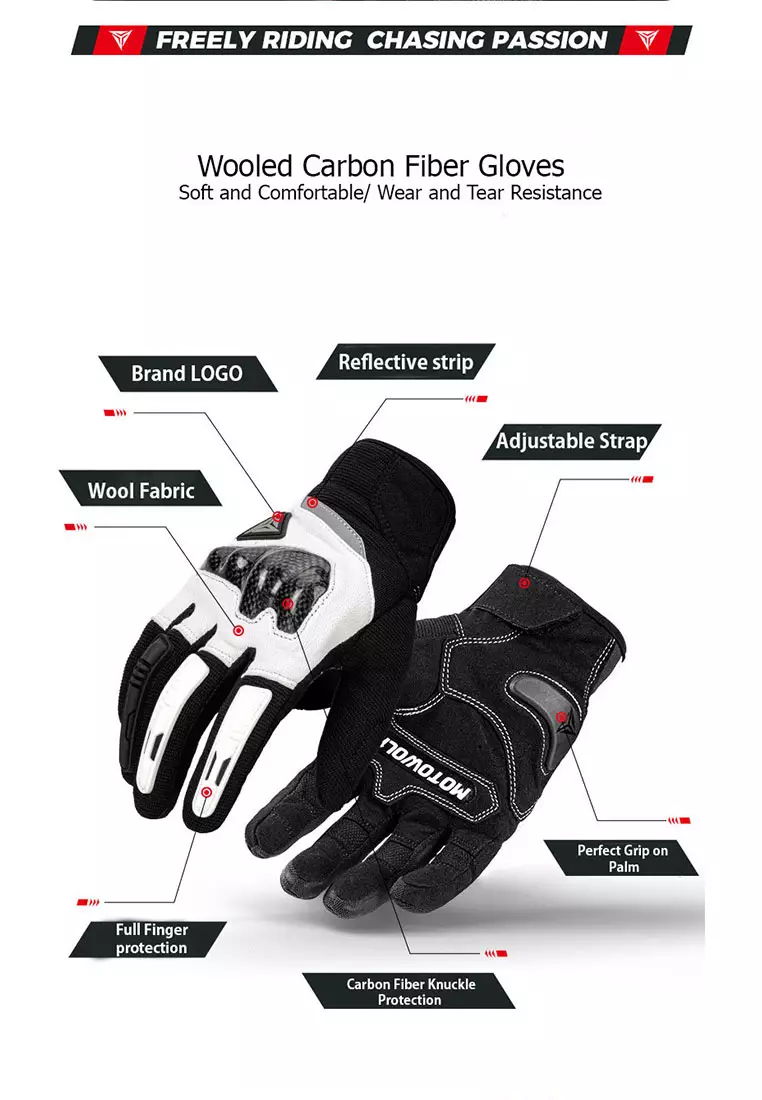 Motowolf MDL0333B Motorcycle Gloves  – White