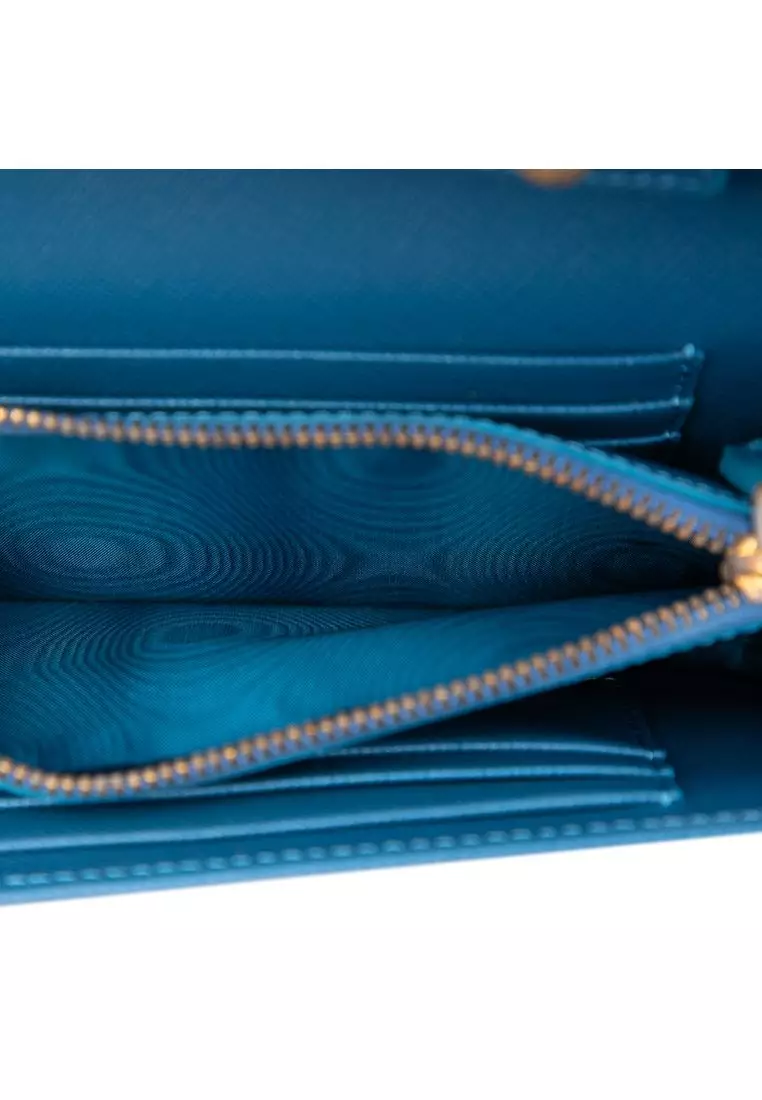 Pre-Loved Prada Saffiano Lux Bow Wallet On Strap