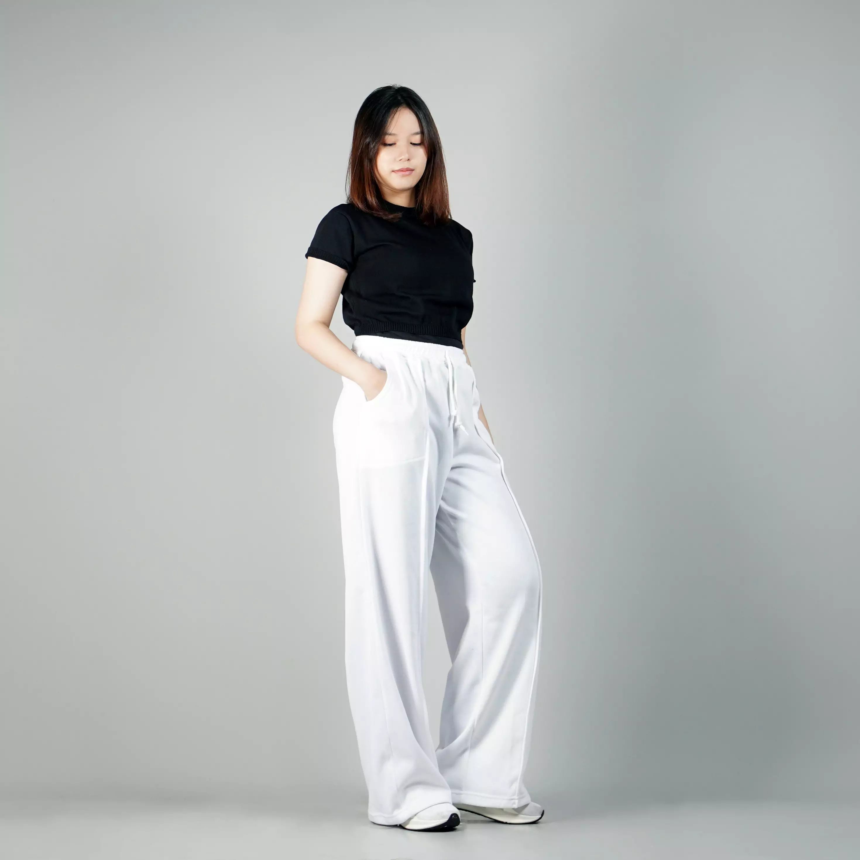 JENNIE Celana Panjang Wanita Celana Panjang Putih Loose Pants Wanita - PUTIH