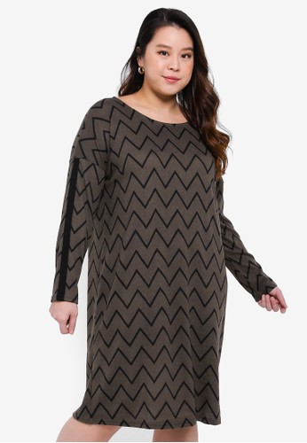 Jual Only Carmakoma Alba Long Sleeve Knee Dress Original Zalora