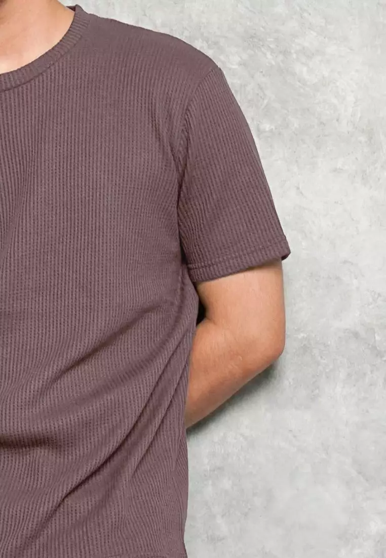 Kale Waffle Purple / Kaos Polos Tekstur Lengan Pendek Pria / Unisex