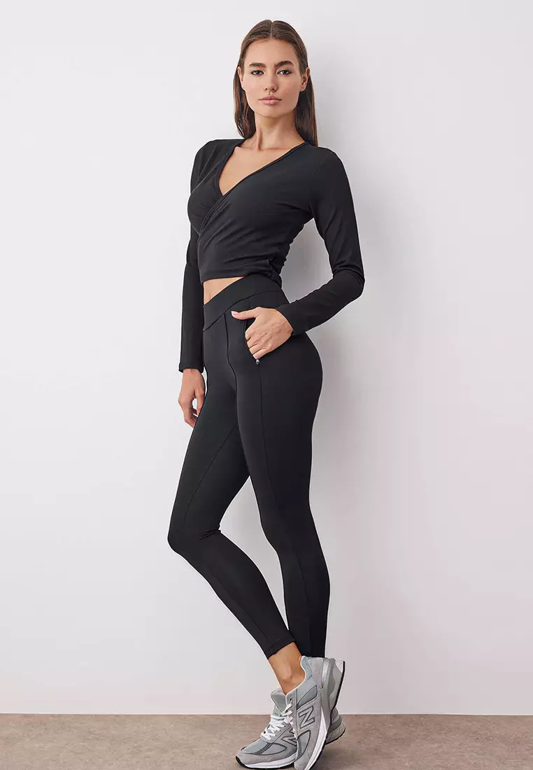 Pocket Detailed Knitted Sports Tights