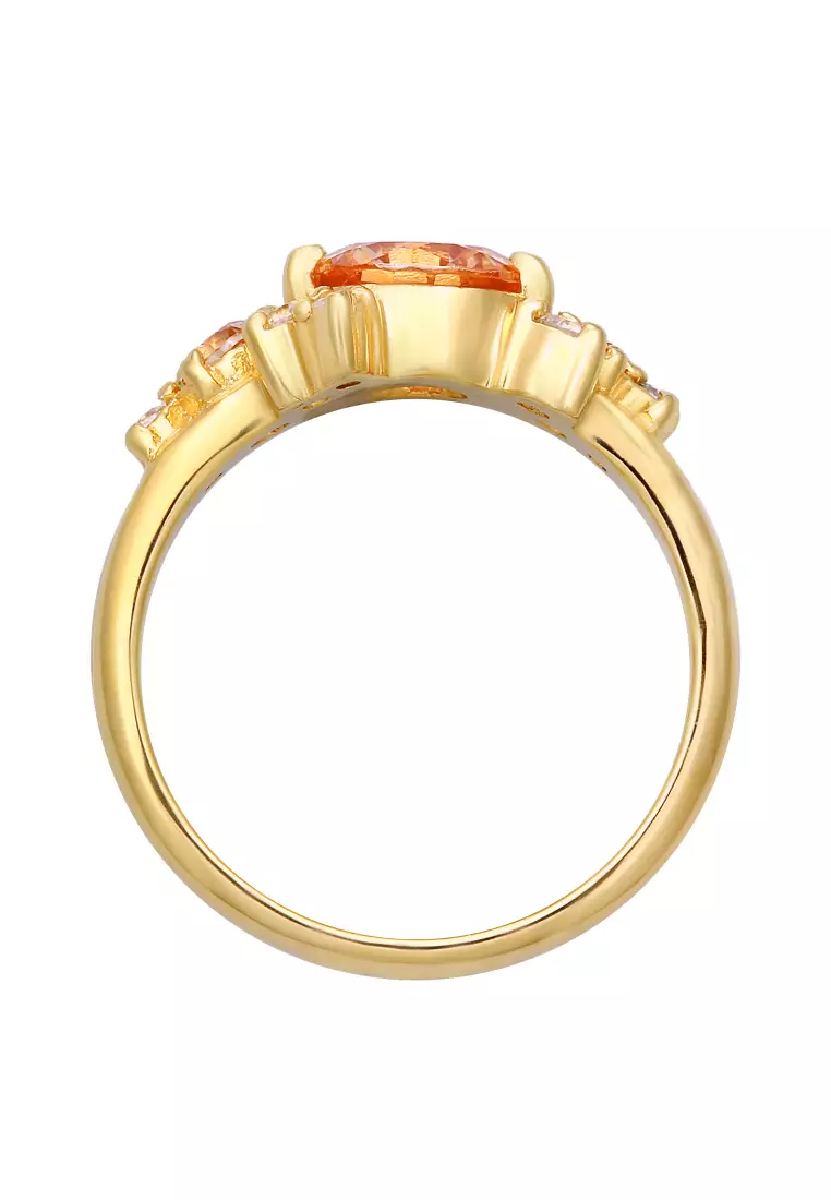 Ring Cocktail Statement Zirconia Gold Plated